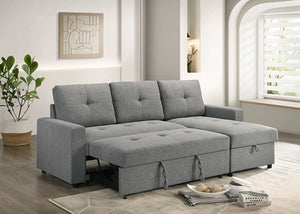 Johny Pullout Sectional Sofa Gray Style
