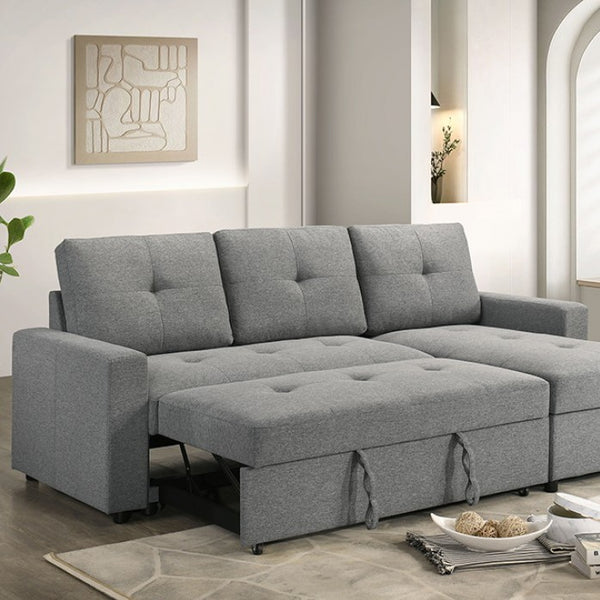 Johny Pullout Sectional Sofa Gray