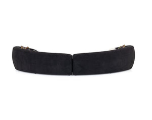 Kilmer Black Fabric Curved Modern Sectional Sofa Car grille on a white background with 'Ovoko' branding.