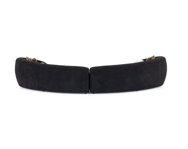 Kilmer Black Fabric Curved Modern Sectional Sofa Car grille on a white background with 'Ovoko' branding.