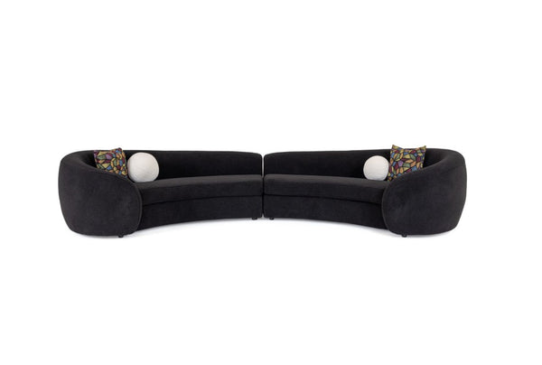 Kilmer Black Fabric Curved Modern Sectional Sofa Brown crocodile-patterned clutch bag on a light gray background