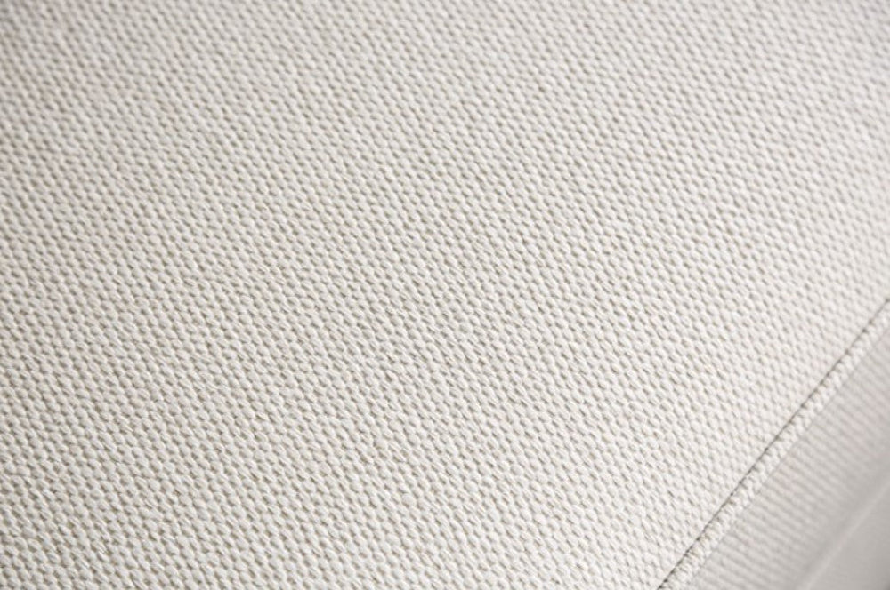 Kriska Light Gray Fabric Sofa with Pillows White sofa with patterned cushions in a living room setting