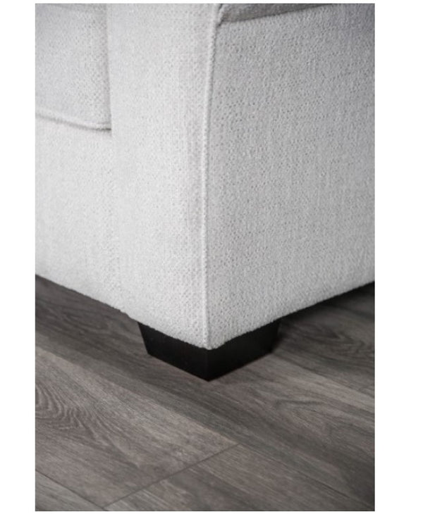 Kumar Rolled Arm White Fabric Sofa Leg