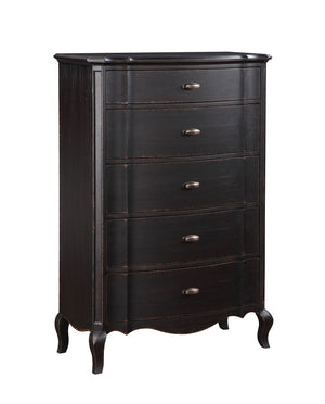Lesley Dark Brown Chest Dark wooden dresser with four drawers on a white background