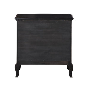Lesley Dark Brown Nightstand Dark wooden side table with curved legs on a white background
