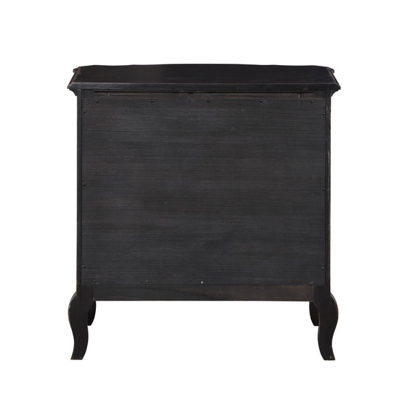 Lesley Dark Brown Nightstand Dark wooden side table with curved legs on a white background