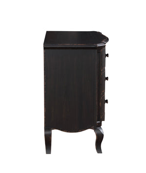 Lesley Dark Brown Nightstand Dark wooden cabinet with a white background