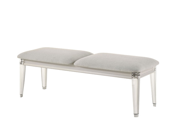 Liberia Modern Bedroom Bench Collection Two-seater bench with transparent legs on a white background