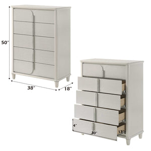White dresser with dimensions displayed on a white background