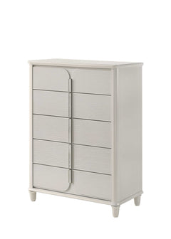 Liberia Modern Bedroom Chest Collection White dresser with multiple drawers on a white background