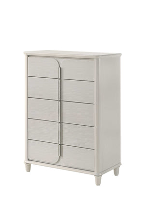 Liberia Modern Bedroom Chest Collection White dresser with multiple drawers on a white background
