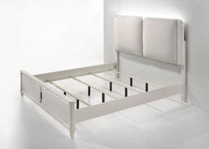 Liberia Modern Bedroom Collection White bed frame with headboard on a white background