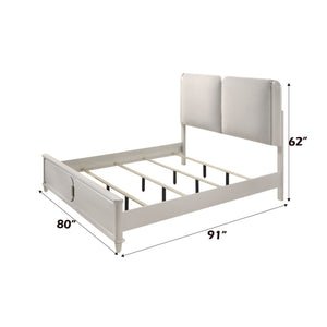Liberia Modern Bedroom Collection White bed frame with dimensions labeled on a white background