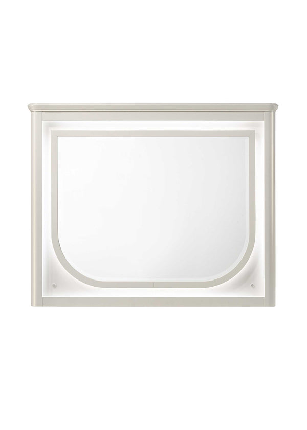 White framed mirror on a white background