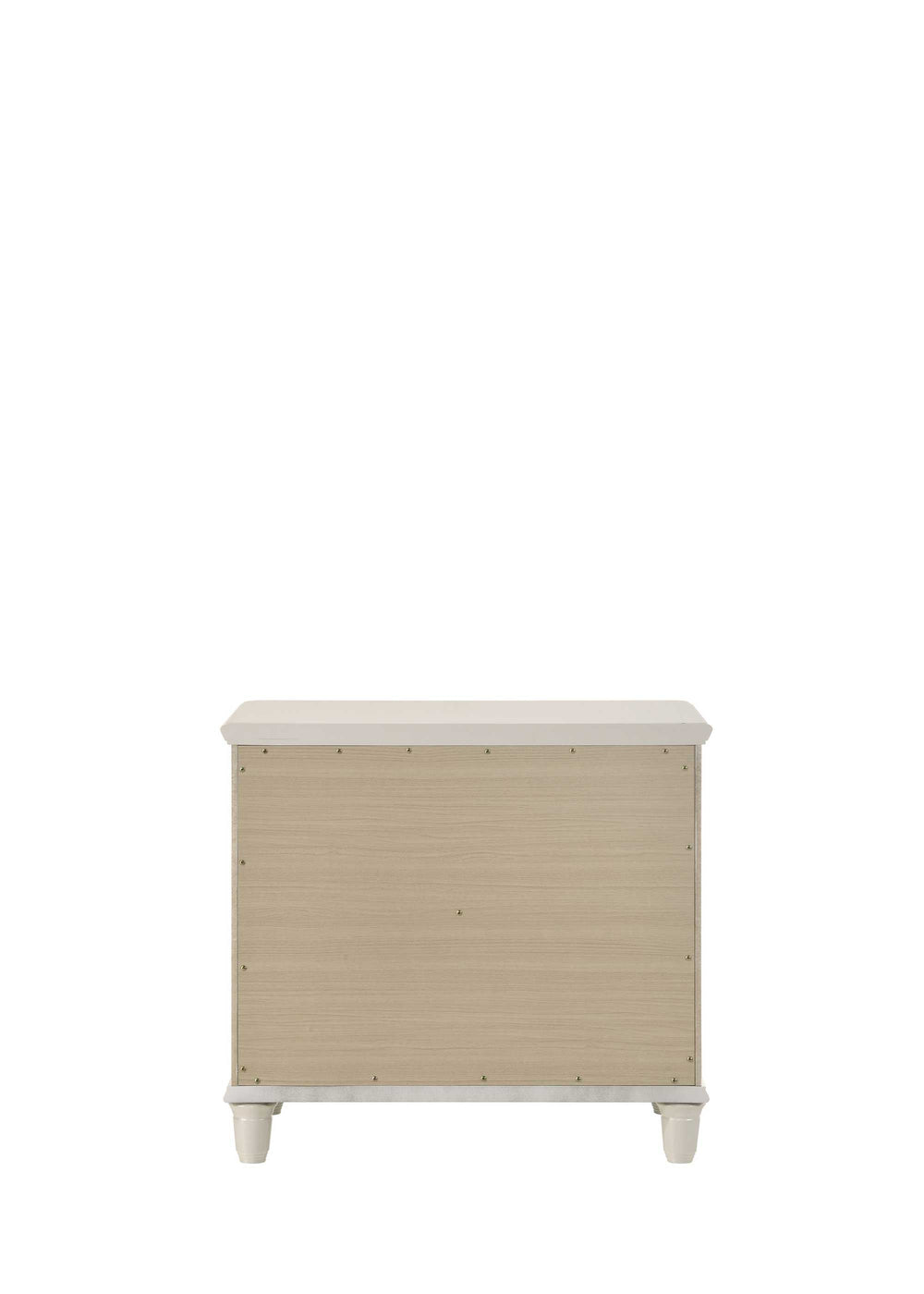 Liberia Modern Bedroom Nightstand Collection Light gray cabinet with a curved door on a white background