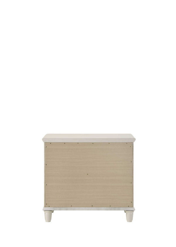 Beige storage box with white lid on a white background