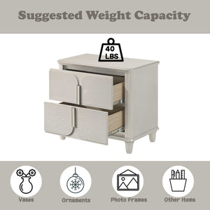 White dresser with open drawers and weight capacity label on a white background