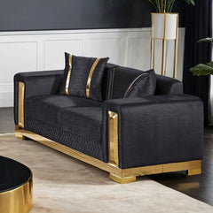 Lika Glam Black Loveseat Gold Trims