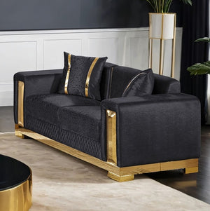 Lika Glam Black Loveseat Gold Trims