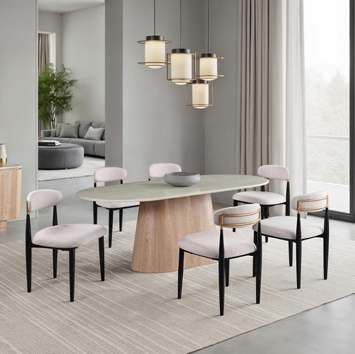 Limda Natural Sintered Stone Top Round Edges Dining Table