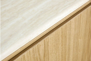 Limda Natural Sintered Stone Top Round Edges Server Close-up of a wooden surface with a visible grain pattern