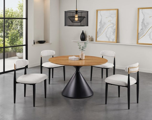 Linda Contemporary Style Black Oak Round Table Set Set