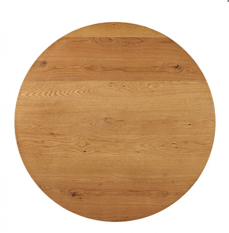 Linda Contemporary Style Black Oak Round Table Set