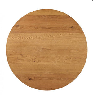 Linda Contemporary Style Black Oak Round Table Set Round wooden cutting board on a white background