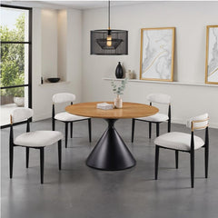 Linda Contemporary Style Black Oak Round Table Set
