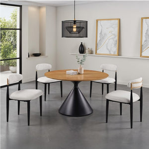 Linda Contemporary Style Black Oak Round Table Set