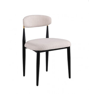 Linda Contemporary Style Curved Backrest Dining Chair Dining chair with beige cushioned seat and backrest on a white background