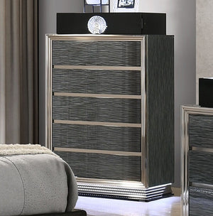 Lisza Modern Charcoal Gray LED Light Chest