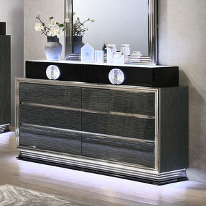 Lisza Modern Charcoal Gray LED Light Dresser