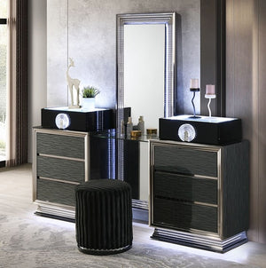 Lisza Modern Charcoal Gray LED Light Vanity