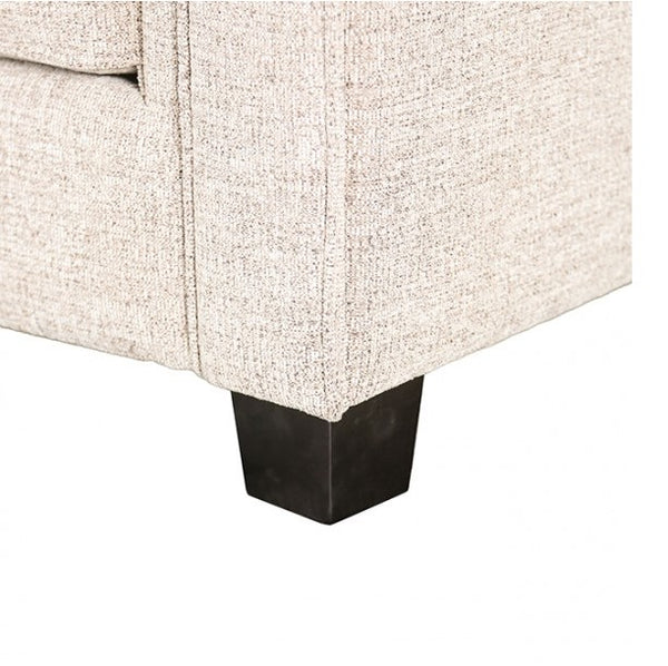 Logan loveseat set in taupe chenille fabric leg