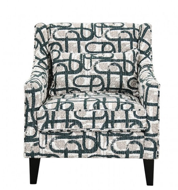 Logan pattern accent chair  with wooden legs