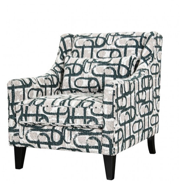 Logan pattern accent chair  with wooden legs