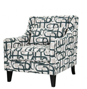Logan pattern accent chair  with wooden legs