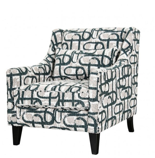 Logan pattern accent chair  with wooden legs