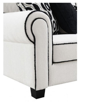 Logen White Chenille Fabric Sofa With Pillows Arm Style
