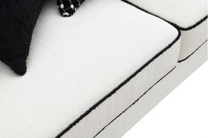 Logen White Chenille Fabric Sofa With Pillows Seat