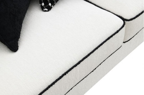 Logen White Chenille Fabric Sofa With Pillows Seat