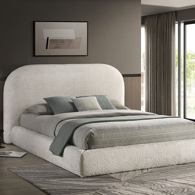 Lucia Round Headboard Ivory Fabric Bed