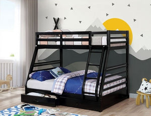 Lukka Twin Full Black Storage Drawers Bunkbed
