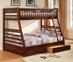 Lukka Twin Full Cherry Storage Drawers Bunkbed