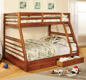 Lukka Twin Full Oak Storage Drawers Bunkbed