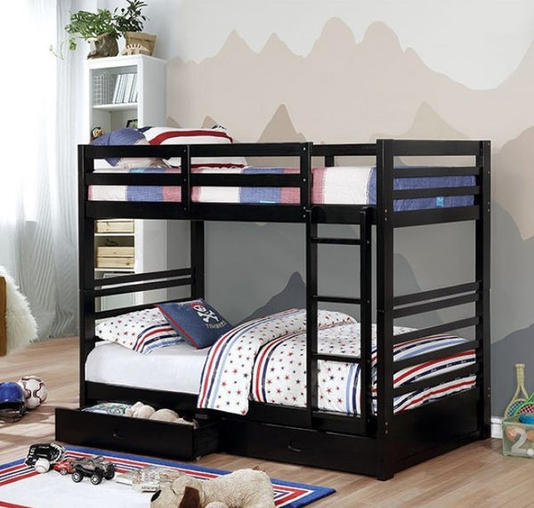 Lukka Twin Twin Black Storage Drawers Bunkbed