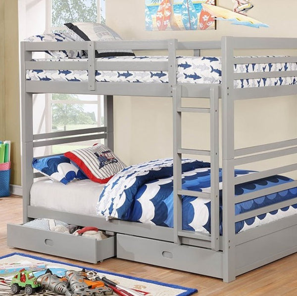 Lukka Twin Twin Gray Storage Drawers Bunkbed