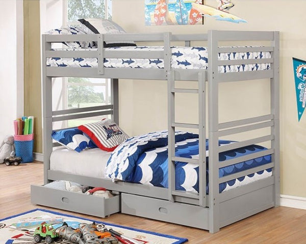 Lukka Twin Twin Gray Storage Drawers Bunkbed
