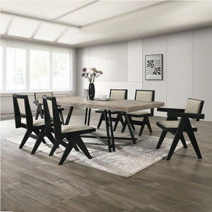 Maeve Contemporary Black Finish Dining Chair Dining room with a wooden table and chairs in a modern interior setting.